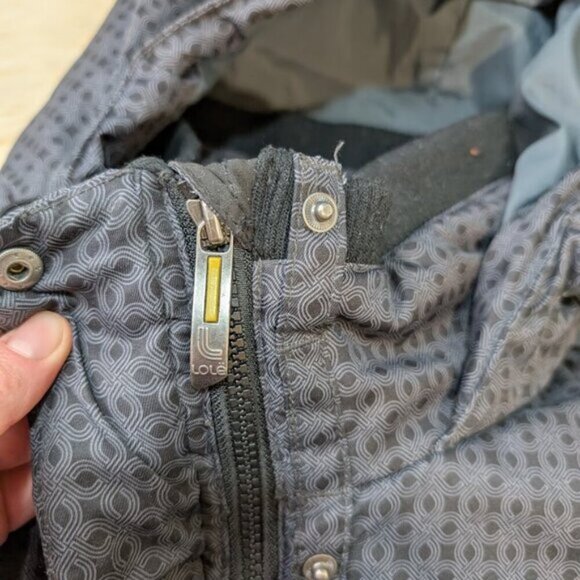 Lole Primaloft Grey Geometric Patterned Long Winter Jacket Women Size Medium - Picture 10 of 13